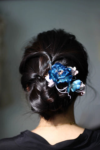 Sensen's hairpin, blue Monroe, original intangible cultural heritage fluff hairpin, high-end new Chinese antique Hanfu hair accessories