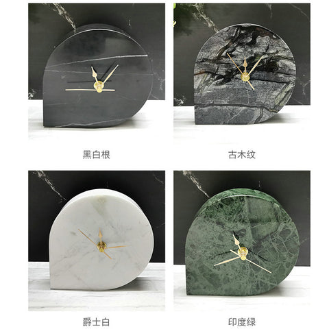 轻奢摆饰座钟装饰工艺品石料居家摆件供应大理石简约工艺摆件