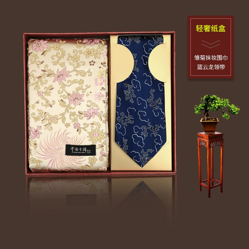 Nanjing Yunjin, scarf and tie set, Chinese style special gifts to send foreigners handicrafts abroad gifts